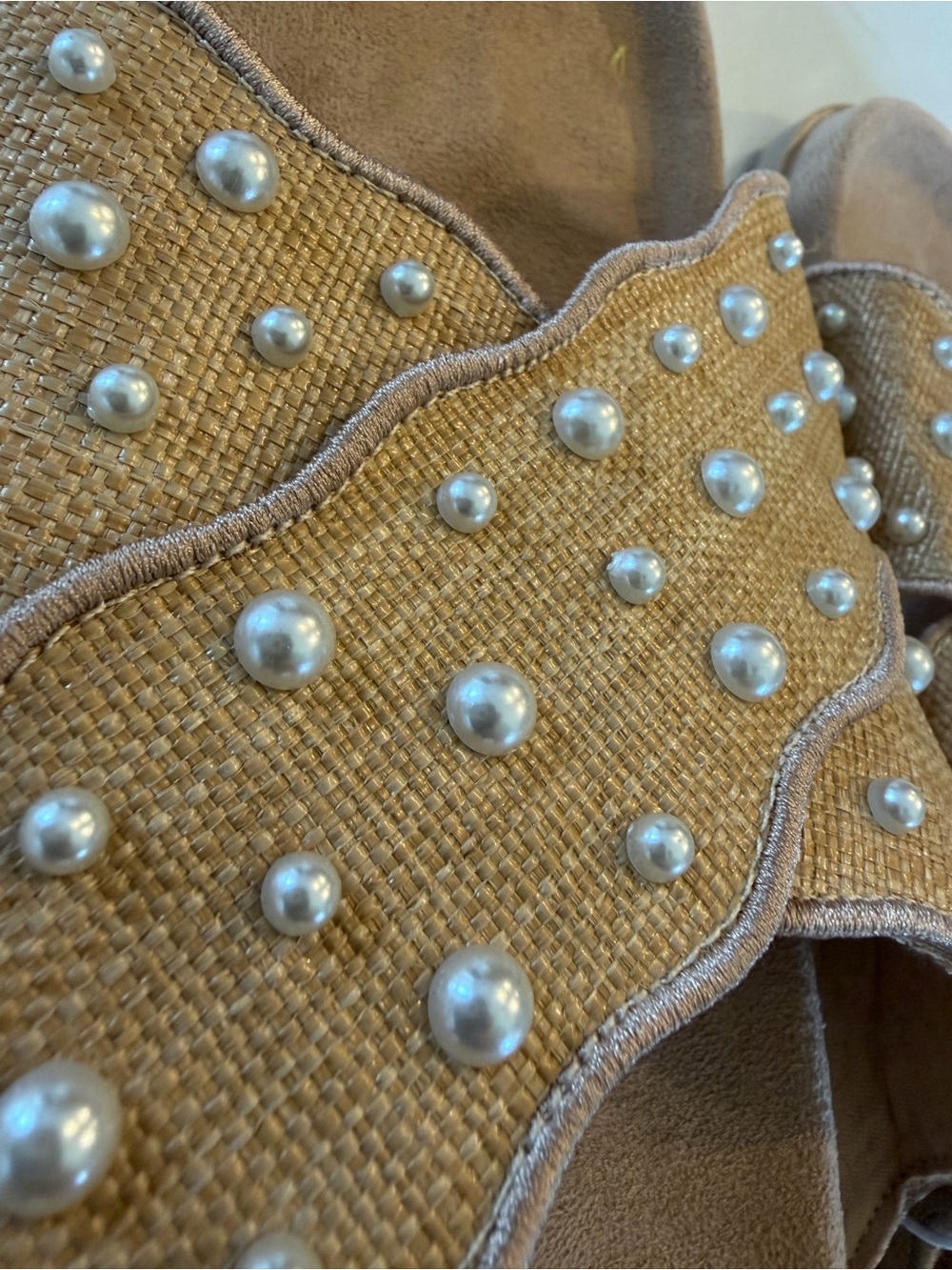 NWT J. Crew Factory Scalloped Slide Sandal Textile Flocking Pearls / 10 - Picture 6 of 7